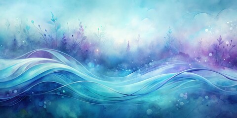 Wall Mural - Abstract Watercolor Landscape with Flowing Lines and Blurry Background