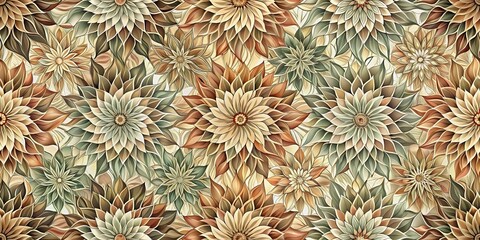 Wall Mural - A symphony of stylized floral patterns, a vibrant tapestry of swirling petals and delicate hues, creating a captivating kaleidoscope of intricate beauty.