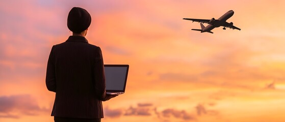 Aufkleber - Businesswoman using a laptop to monitor diverse investment accounts and portfolios analyzing financial data charts and reports for strategic decision making portfolio optimization