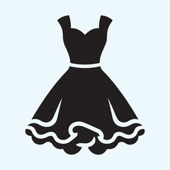 Dress silhouette vector icon, Dress logo vector black and white