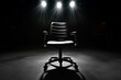© Sanchai - Interrogation room with a dim overhead light casting shadows, with an empty chair in the center, capturing the lonely, tense anticipation of questioning, symbolizing suspense and emptiness