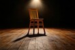 © Sanchai - Minimalist line art of a single chair under a spotlight in an empty room, capturing the isolated and tense feel of an interrogation setting, symbolizing solitude and simplicity