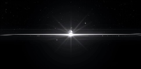 Abstract Light Beam with Lens Flare on Black Background