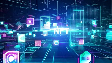 Wall Mural - token collection art grid concept background nonfungible nft blockchain generative ape image photogr