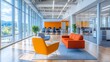 © Arief - Modern Office Interior with Orange Couch and Yellow Chair - Photo