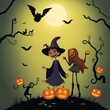 © FeriDwi - halloween background with pumpkins