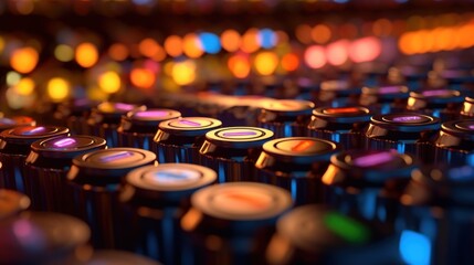 Abstract Metallic Texture with Colorful Lights