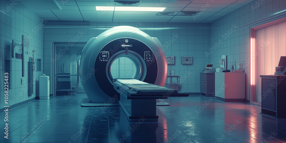 Modern mri scanner stands in empty hospital room ready for patients ...