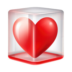Wall Mural - white heart in red square message bubble on transparent background