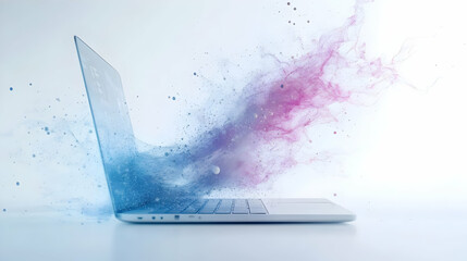 Abstract Illustration of Data Streaming from Laptop