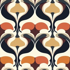 Wall Mural - seamless pattern of abstract floral shapes with bold colors and geometric elements, blending modern 