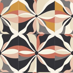 Wall Mural - seamless pattern of abstract floral shapes with bold colors and geometric elements, blending modern 