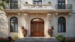 © Ruliyah - Elegant entrance of a luxurious mansion with ornate details.