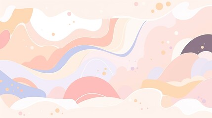 Wall Mural - Minimalist background with fluid, organic shapes in pastel hues, creating a serene and harmonious visual effect.