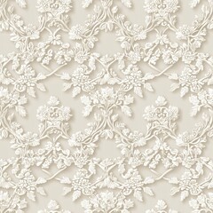 Wall Mural - seamless pattern of intricate floral lace designs intertwined with blooming vines, emphasizing elega