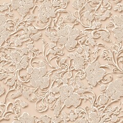 Wall Mural - seamless pattern of intricate floral lace designs intertwined with blooming vines, emphasizing elega