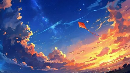 Wall Mural - kite in sky in the night
