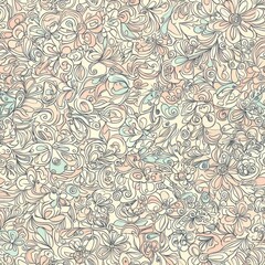 Wall Mural - seamless pattern of whimsical floral doodles in pastel shades, adding a playful touch to any design