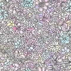 Wall Mural - seamless pattern of whimsical floral doodles in pastel shades, adding a playful touch to any design