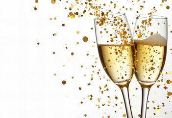 Champagne Toast with Golden Confetti