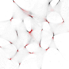 Wall Mural - Abstract 3D Mesh Wave with Dynamic Dotted Pattern on white and transparent background. PNG