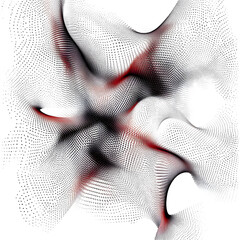 Wall Mural - Abstract 3D Mesh Wave with Dynamic Dotted Pattern on white and transparent background. PNG