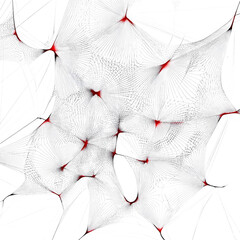 Wall Mural - Abstract 3D Mesh Wave with Dynamic Dotted Pattern on white and transparent background. PNG