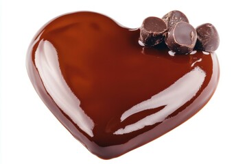 Chocolate heart. Hot melted chocolate sauce. Chocolate isolated on white. With clipping path. Full depth of field.