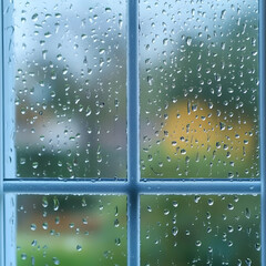 Wall Mural - Windowpane Rain Drops - Photo