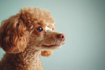 Mystic portrait of Poodle studio, copy space on right side, Headshot, Close-up View, isolated on white background