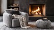 © somsri - Cozy Living Room with Fire and Textured Furniture