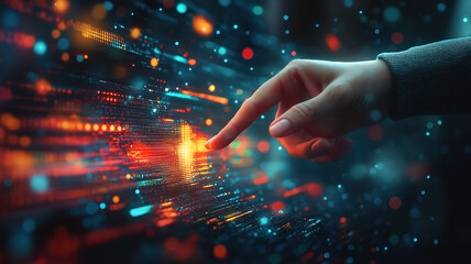 Visualizing Growth Plans, A Businesswoman Highlights Investment Opportunities with Digital Arrows