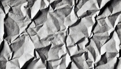 Fototapete - A close-up view of crumpled paper, showcasing its textured creases and shades of gray, creating an abstract, artistic appearance.