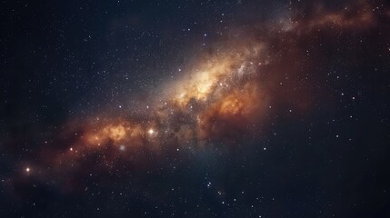Wall Mural - Stars in the Milky Way galaxy with a bright, unsettling glow on a dark sky.