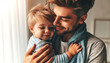 © Komsan - A joyful father and child share a loving moment together, celebrating family and happiness in a beautiful scene of childhood