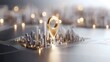 © Seksan - 3D city model with a golden location pin, showcasing urban planning and location-based technology.