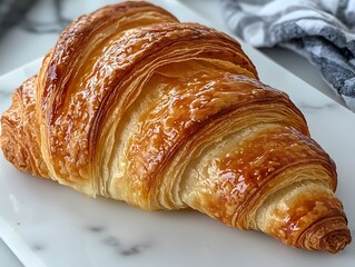 The croissant flaky and buttery, with a perfectly crisp exterior and a soft, layered interior.