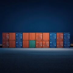 Colorful Containers Stacked in Rows	