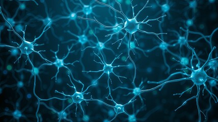 abstract blue neuron background for science and research