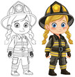 © brgfx - Cute Firefighter Girl Illustration