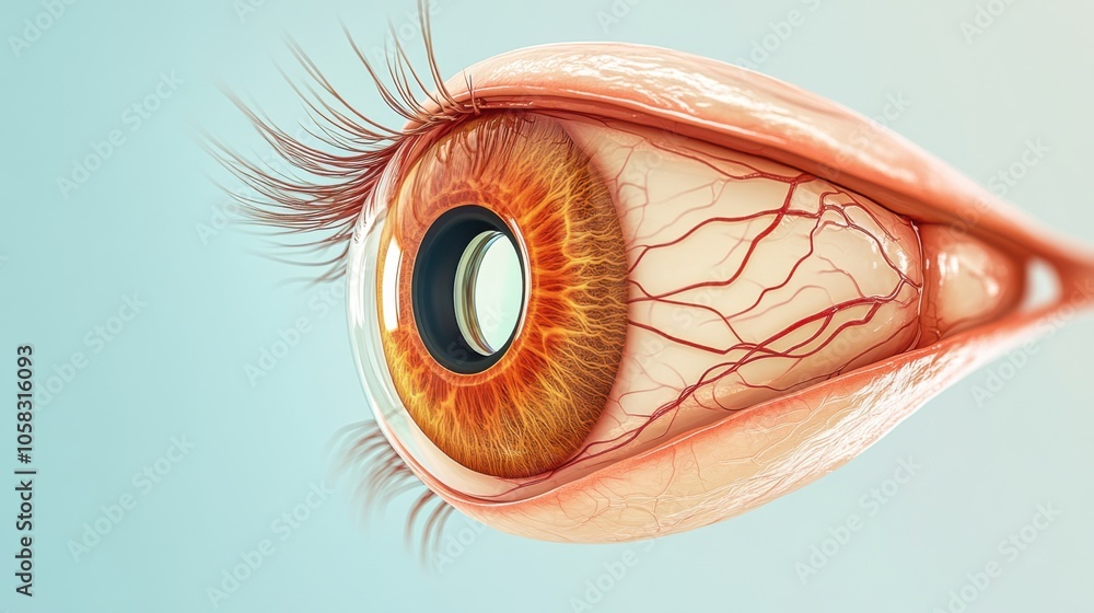 A detailed educational diagram of the human eye anatomy, Stock ...