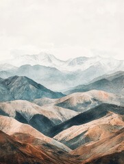 Poster - Mountain Range with Snow-Capped Peaks