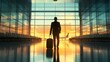 © Berkah - business man and traveling luggage standing in airport terminal.