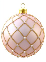 Wall Mural - Pink Gold Christmas Ornament White Background