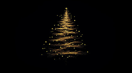 Stylish Christmas tree silhouette with golden light shining brightly