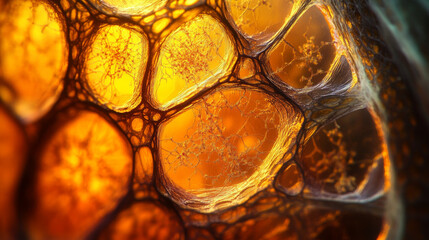 Intricate Amber Cellular Structure Macro