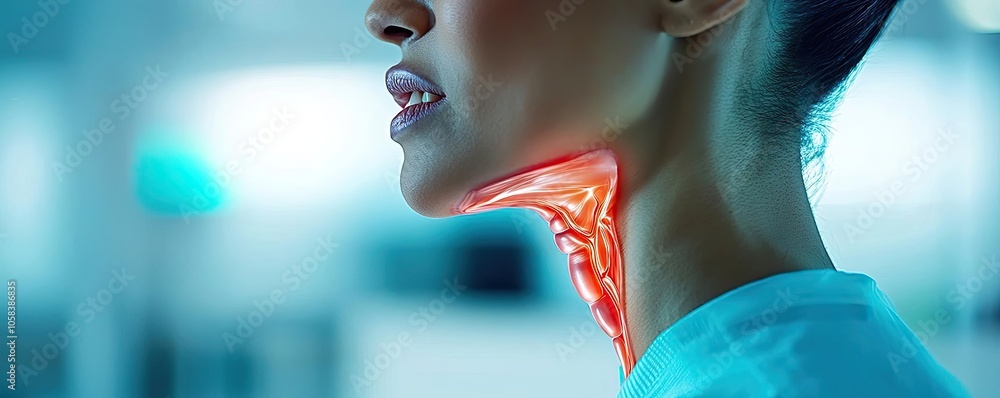 Neck Visual Medical anatomy visual, highlighting human neck muscles and structures ...