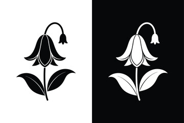 Classic Bluebell Icon. Beautiful Silhouette Design for White and Black Backgrounds