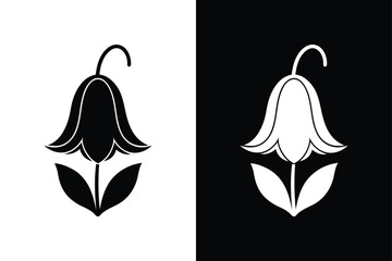 Bluebell Icon. Elegant Black and White Silhouette Vector Illustration