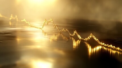 Fototapete - Golden Financial Trends on a Reflective Surface